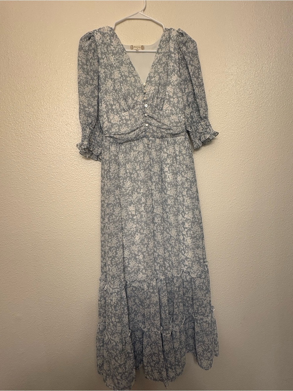 Altar'd State Light Blue Floral Maxi Dress with V-Neck